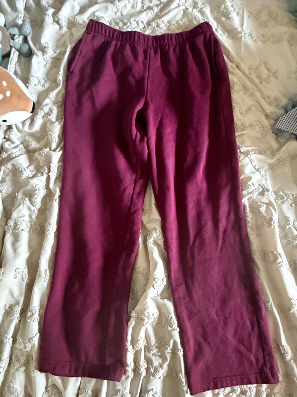 Karen Scott Girls Maroon Elastic-Waist Sweatpants
